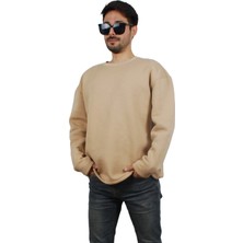 Ps Moda Yumuşak Pamuklu Kumaş Oversize Yuvarlak Yakalı Salaş Sweatshirt Erkek