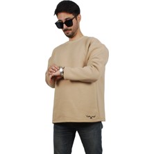 Ps Moda Yumuşak Pamuklu Kumaş Oversize Yuvarlak Yakalı Salaş Sweatshirt Erkek