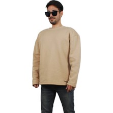 Ps Moda Yumuşak Pamuklu Kumaş Oversize Yuvarlak Yakalı Salaş Sweatshirt Erkek