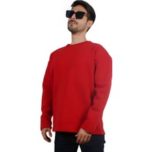 Ps Moda Yumuşak Pamuklu Kumaş Oversize Yuvarlak Yakalı Salaş Sweatshirt Erkek