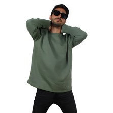 Ps Moda Yumuşak Pamuklu Kumaş Oversize Yuvarlak Yakalı Salaş Sweatshirt Erkek