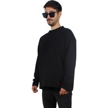 Ps Moda Yumuşak Pamuklu Kumaş Oversize Yuvarlak Yakalı Salaş Sweatshirt Erkek