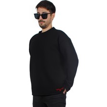 Ps Moda Yumuşak Pamuklu Kumaş Oversize Yuvarlak Yakalı Salaş Sweatshirt Erkek