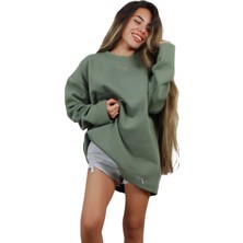 Ps Moda Yumuşak Pamuklu Kumaş Oversize Yuvarlak Yakalı Salaş Sweatshirt