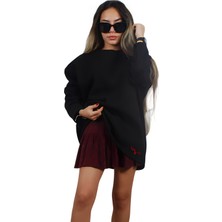 Ps Moda Yumuşak Pamuklu Kumaş Oversize Yuvarlak Yakalı Salaş Sweatshirt