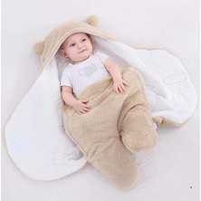 İlin Baby Bebek Dış Kundak, Bebek Battaniyesi, Bebek Uyku Tulumu 75 X80 Açık Krem Renk