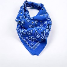 Als Accessories Mavi Renk Içerisi Desenli Etnik Desenli %100 Koton Bandana