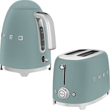 smeg Smeg 50's Style Special Edition Mat Zümrüt Yeşil Kettle ve 1x2 Ekmek Kızartma Makinesi Seti