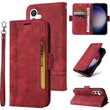Yihang Boutique Samsung Galaxy S23 Fe Bilek Kayışlı Flip Cüzdan Telefon Kılıfı Pu Deri Kart Yuvası Kılıfı (Yurt Dışından)
