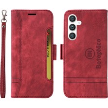 Yihang Boutique Samsung Galaxy S23 Fe Bilek Kayışlı Flip Cüzdan Telefon Kılıfı Pu Deri Kart Yuvası Kılıfı (Yurt Dışından)