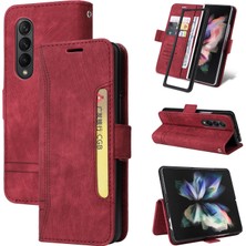 Yihang Boutique Samsung Galaxy Z Fold 3 Bilek Kayışlı Flip Cüzdan Telefon Kılıfı Pu Deri Kart Yuvası Kılıfı (Yurt Dışından)