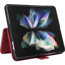 Yihang Boutique Samsung Galaxy Z Fold 3 Bilek Kayışlı Flip Cüzdan Telefon Kılıfı Pu Deri Kart Yuvası Kılıfı (Yurt Dışından)