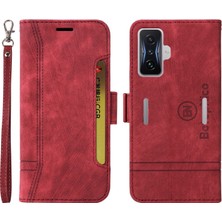 Yihang Boutique Xiaomi Redmi K50 Gaming Bilek Kayışlı Flip Cüzdan Telefon Kılıfı Pu Deri Kart Yuvası Kılıfı (Yurt Dışından)