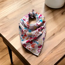 Als Accessories Gri Renk Içerisinde Çiçek Desenli Çok Amaçlı Bandana %100 Cotton