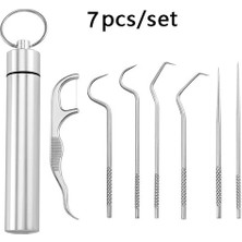 3Danlu 7 Adet Paslanmaz Çelik Kürdan Seti Diş Ipi Yeniden Kullanılabilir Tartar Temizleme Aracı Kürdan Taşınabilir Ipi Diş Temizleyici Ağız Temizleme (Yurt Dışından)
