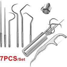 3Danlu 7 Adet Paslanmaz Çelik Kürdan Seti Diş Ipi Yeniden Kullanılabilir Tartar Temizleme Aracı Kürdan Taşınabilir Ipi Diş Temizleyici Ağız Temizleme (Yurt Dışından)