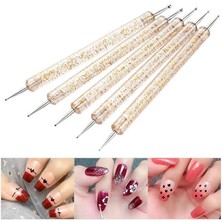 3Danlu 05 5 Adet/takım Nail Art Süsleyen Kalem Rhinestones Nokta Boyama Manikür Uv Jel Aracı 2 Yollu Çift Kafa Tırnak Matkap Glitter Kolu (Yurt Dışından)