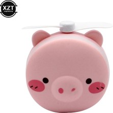 3Danlu D El Taşınabilir USB Şarj Işıklı Makyaj Masası Aynası Fan ile Yaratıcı Piggy Güzellik Makyaj Aynası (Yurt Dışından)