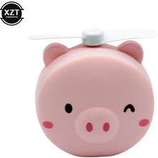 3Danlu D El Taşınabilir USB Şarj Işıklı Makyaj Masası Aynası Fan ile Yaratıcı Piggy Güzellik Makyaj Aynası (Yurt Dışından)