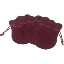Özer Kutu Kadife Kese Bordo 50 Adet 6x8 Boy Takı, Altın Kesesi (Ipli & Büzgülü)