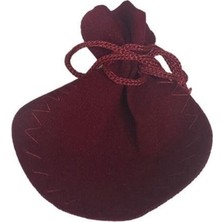 Özer Kutu Kadife Kese Bordo 100 Adet 6x8 Boy Takı, Altın Kesesi (Ipli & Büzgülü)