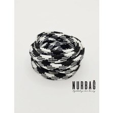 Nurbağ Dokuma Spor Ayakkabı Siyah Beyaz Geçişli Bağcık 1 Çift 90 cm BS01