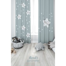 Moud's Tatlı Yıldız Desenli Baskılı Çocuk ve Bebek Odası Fon Perde 2 Kanat - Prd-13