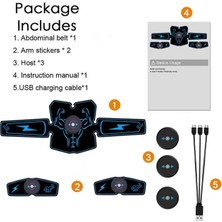 Bir Set Kas Stimülatörü Ems Abs Trainer Fitness Eğitim Dişli Karın Kasları Toner USB Şarj Edilebilir Egzersiz Ekipmanları Makinesi ile (Yurt Dışından)