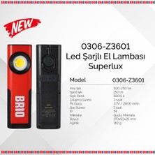 Brio Usb Şarjlı, Mıknatıslı, Askılı, Led Fener, Led Lamba 500 Lümen Tamirci Feneri