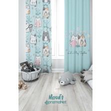 Moud's Tatlı Kedicikler Desenli Baskılı Çocuk ve Bebek Odası Fon Perde 2 Kanat - Prd-20