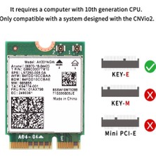 Decisive Wi-Fi 6 AX201 M.2 Anahtar E Cnvio 2 Wifi Kartı Çift Bantlı 3000MBPS Kablosuz Için Bluetooth 5.0 2.4ghz/5ghz AX201NGW, Yalnızca Kart (Yurt Dışından)