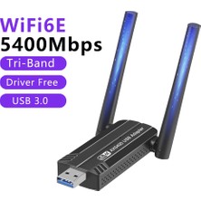 Decisive 5400MBPS Wifi 6e Ağ Kartı USB 3.0 Wifi Adaptörü -Band 2.4g 5g 6g Wifi Alıcı Dongle, 11 Sürücü Için (Yurt Dışından)