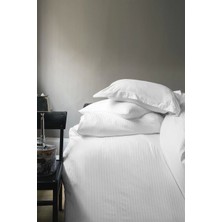 İssimo Home Pure White Beyaz çizgili Saten King Ebat Nevresim Takımı