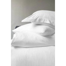 İssimo Home Pure White Beyaz çizgili Saten King Ebat Nevresim Takımı