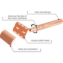Tabanlı Gül Altın Gül Altın Jilet Klasik Çift Kenarlı Emniyetli Tıraş Makinesi Erkek Tıraş ve Kadın Epilasyon Için 10 Tıraş Bıçakları Manuel Tıraş Makinesi Kadın (Yurt Dışından)