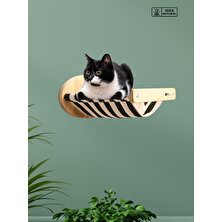 Kedi Yuvası, Kedi duvar yatağı, Kedi Yatağı, Kedi hamağı, Ahşap Modern Set, BuShop Black Zebra Serisi