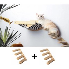 Kedi Yatağı, Kedi Yuvası, ve Kedi duvar yatağı, Kedi merdiveni, 2 adet Sağ Tip Kedi Tırmanma Merdiveni, 3lü Ahşap Set, BuShop Black Zebra Serisi