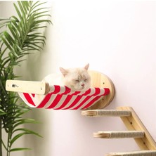 Kedi Yatağı, Kedi Yuvası, ve Kedi duvar yatağı, Kedi hamağı, + Sağ Tip Kedi Tırmanma Merdiveni, 2li Ahşap Modern Set, BuShop Zebra Serisi