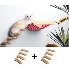 Kedi Yatağı, Kedi Yuvası, ve Kedi duvar yatağı, Kedi merdiveni, 2 adet Sol Tip Kedi Tırmanma Merdiveni, 3lü Ahşap Set, BuShop Red Zebra Serisi