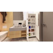 Zerka Concept Firan Mdf 6 Raflı Çok Amaçlı Mutfak Banyo Ayakkabılık Dolabı 60 cm