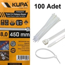 Kupa Hırdavat Plastik Cırt Kelepçe Beyaz 8.0 x 450 Mm. - 100 Adet