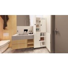 Zerka Concept Firan Mdf 6 Raflı Çok Amaçlı Mutfak Banyo Ayakkabılık Dolabı 50 cm