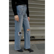 Vor Nişantaşı Kadın Tasarım Taşlı Işlemeli Jeans