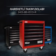 Brio Hareketli Tekerlekli Takım Dolabı Takım Arabası 6 Çekmeceli Kilitli Eco 74 Parça Siyah Dolu