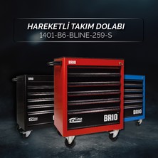 Brio Hareketli Tekerlekli Takım Dolabı Takım Arabası 6 Çekmeceli Kilitli Bline 259 Parça Aletli Siyah İçi Dolu