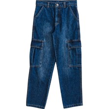 Hopi Kids Kargo Cepli Bagi Model Kot Pantolon - Lacivert - 12-13 Yaş