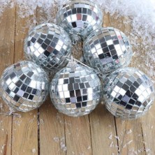 Parti Sürprizi Yılbaşı Çam Ağacı Gümüş Renk 5 cm Disko Topu Şekilli Süs