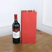 Kraft Şarap ve Içki Şişe Boy 3 Adet Kırmızı Karton Çanta 12 x 35 x 8 cm