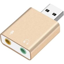 USB Harici 7.1 Stereo Ses kartı kulaklık mikrofon girişli gold