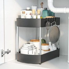 Humble Organizatör Depolama Alanı, Banyo Raf Sepeti, 2 Katlı Banyo Düzenleyicileri ve Kancalı Depolama Rafı (Yurt Dışından)